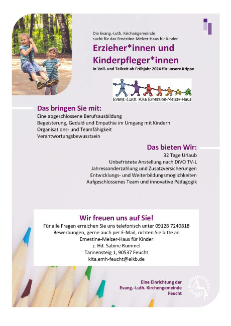 Stellenanzeige Kita Ernestine-Melzer-Haus