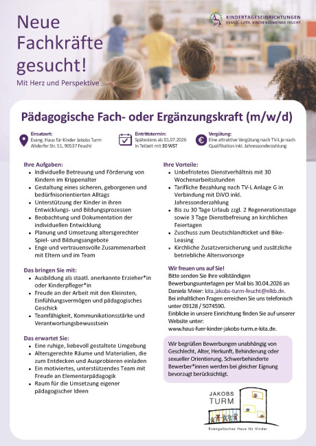 Pädagogische Fach- oder Ergänzungskraft (m/w/d)