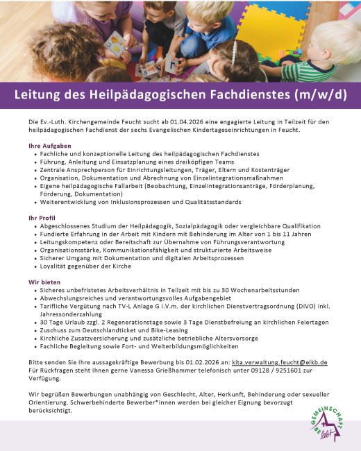 Leitung in Teilzeit für den heilpädagogischen Fachdienst